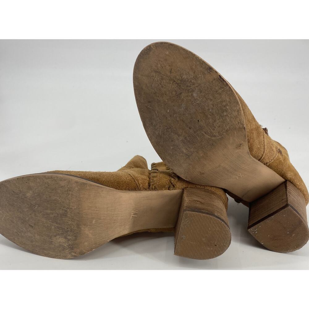 Naughty Monkey women 7.5 Brown Tan Suede side zip block heel Ankle Boots - Picture 6 of 8